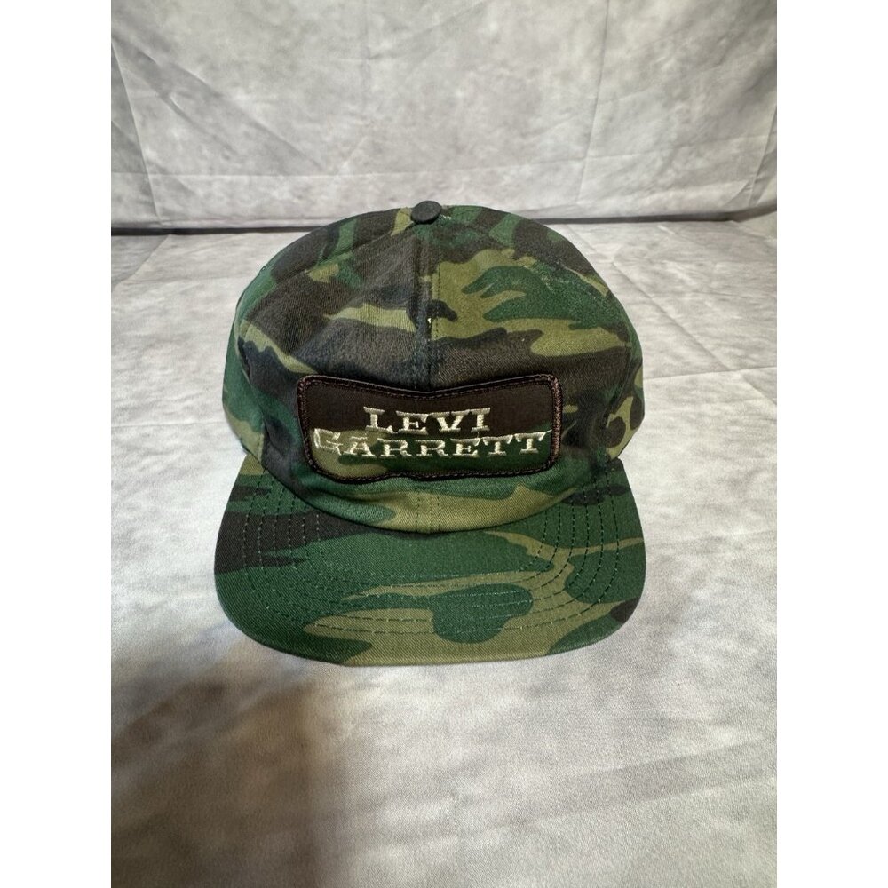 Vintage Levi Garrett Hat Chewing Tobacco Snapback Green Patch Camo Cap USA Made